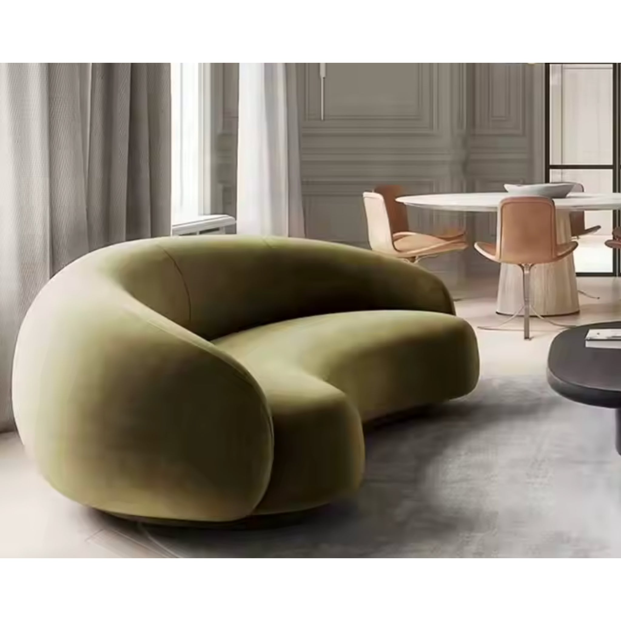 Verdanti Arciform 88-Inch Curve Sofa-Olive