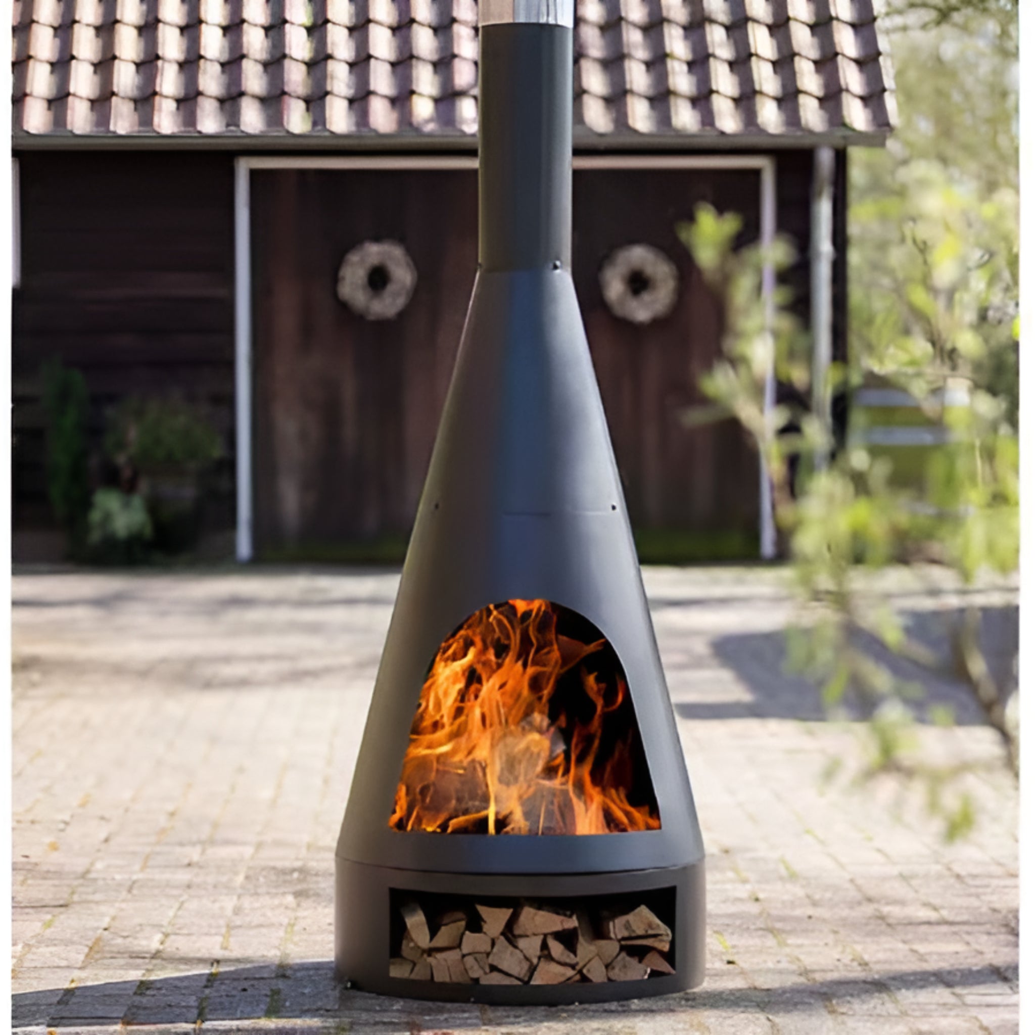 Emberline Noir Hearthwood Chimenea Fireplace