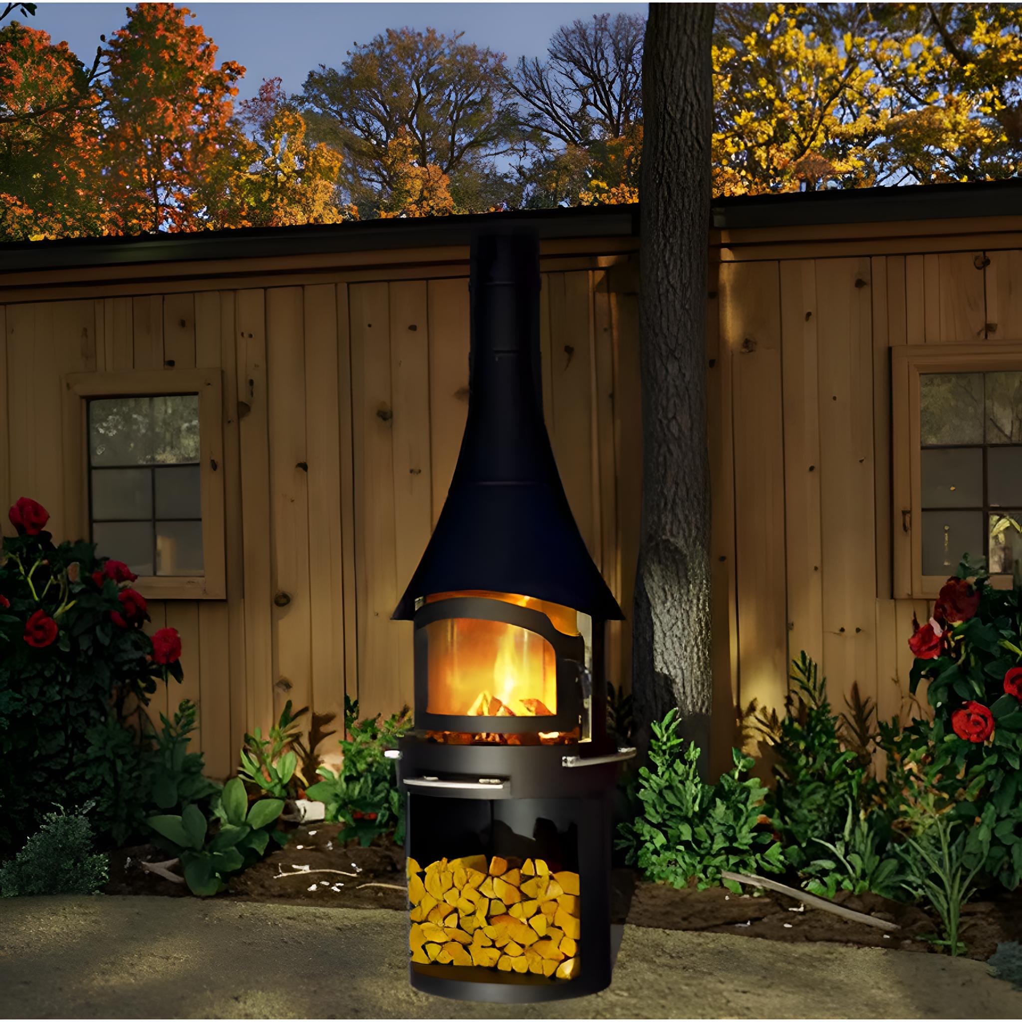 Nocturne Harbor Panoramic Chimenea Fireplace